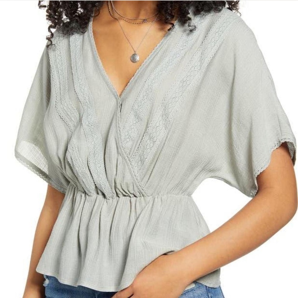 All in Favor Sage Short Sleeve Blouse
